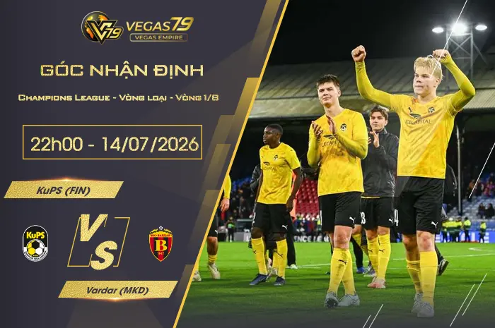Nhận định KuPS (FIN) vs Vardar (MKD) lúc 22h00 ngày 14/07